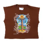 Saqkai Tribe X Bottlesmoker X Andreyoga — Women Crop Tee - Coffee Brown